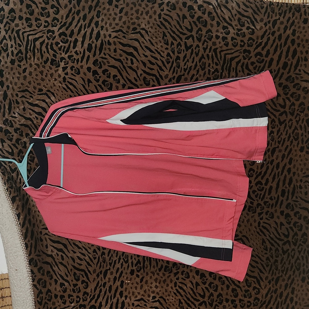 Y2K hot pink, blue, and white jacket with collar